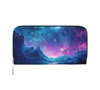 GDSHJKLW Womens Wallet Cool Star River Zip Around Wallet Pu Leather Phone Clutch Purse Card Holder Organizer For Women Ladies, Black, One Size