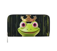 GDSHJKLW Womens Wallet Crown Frog Zip Around Wallet Pu Leather Phone Clutch Purse Card Holder Organizer For Women Ladies, Black, One Size