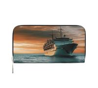 GDSHJKLW Womens Wallet Cruise Ship Zip Around Wallet Pu Leather Phone Clutch Purse Card Holder Organizer For Women Ladies, Black, One Size