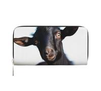 GDSHJKLW Womens Wallet Cute Black Goat Animal Zip Around Wallet Pu Leather Phone Clutch Purse Card Holder Organizer For Women Ladies, Black, One Size