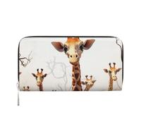 GDSHJKLW Womens Wallet Cute Cartoon Funny Giraffes Zip Around Wallet Pu Leather Phone Clutch Purse Card Holder Organizer For Women Ladies, Black, One Size