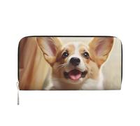 GDSHJKLW Womens Wallet Cute Corgi Zip Around Wallet Pu Leather Phone Clutch Purse Card Holder Organizer For Women Ladies, Black, One Size