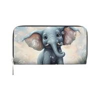 GDSHJKLW Womens Wallet Cute Elephant Play Bubbles Zip Around Wallet Pu Leather Phone Clutch Purse Card Holder Organizer For Women Ladies, Black, One Size