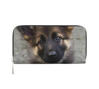 GDSHJKLW Womens Wallet Cute German Shepherd Puppy Zip Around Wallet Pu Leather Phone Clutch Purse Card Holder Organizer For Women Ladies, Black, One Size