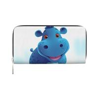 GDSHJKLW Womens Wallet Cute Hippo Zip Around Wallet Pu Leather Phone Clutch Purse Card Holder Organizer For Women Ladies, Black, One Size