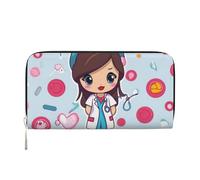 GDSHJKLW Womens Wallet Cute Nurse Zip Around Wallet Pu Leather Phone Clutch Purse Card Holder Organizer For Women Ladies, Black, One Size