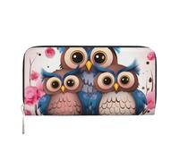 GDSHJKLW Womens Wallet Cute Owls Zip Around Wallet Pu Leather Phone Clutch Purse Card Holder Organizer For Women Ladies, Black, One Size