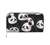 GDSHJKLW Womens Wallet Cute Panda Zip Around Wallet Pu Leather Phone Clutch Purse Card Holder Organizer For Women Ladies, Black, One Size