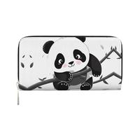 GDSHJKLW Womens Wallet Cute Pandas Zip Around Wallet Pu Leather Phone Clutch Purse Card Holder Organizer For Women Ladies, Black, One Size