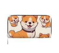 GDSHJKLW Womens Wallet Cute Shiba Inu Dog Zip Around Wallet Pu Leather Phone Clutch Purse Card Holder Organizer For Women Ladies, Black, One Size