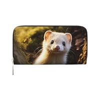 GDSHJKLW Womens Wallet Cute Weasel Zip Around Wallet Pu Leather Phone Clutch Purse Card Holder Organizer For Women Ladies, Black, One Size