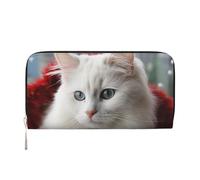 GDSHJKLW Womens Wallet Cute White Cat Zip Around Wallet Pu Leather Phone Clutch Purse Card Holder Organizer For Women Ladies, Black, One Size