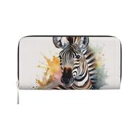 GDSHJKLW Womens Wallet Cute Zebra Watercolor Zip Around Wallet Pu Leather Phone Clutch Purse Card Holder Organizer For Women Ladies, Black, One Size
