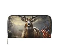 GDSHJKLW Womens Wallet Deer Hunting Season Zip Around Wallet Pu Leather Phone Clutch Purse Card Holder Organizer For Women Ladies, Black, One Size