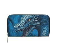 GDSHJKLW Womens Wallet Dragon Cool Blue Zip Around Wallet Pu Leather Phone Clutch Purse Card Holder Organizer For Women Ladies, Black, One Size