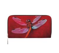 GDSHJKLW Womens Wallet Dragonfly On Red Background Zip Around Wallet Pu Leather Phone Clutch Purse Card Holder Organizer For Women Ladies, Black, One Size