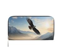 GDSHJKLW Womens Wallet Eagle Mountains Zip Around Wallet Pu Leather Phone Clutch Purse Card Holder Organizer For Women Ladies, Black, One Size