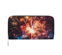 GDSHJKLW Womens Wallet Explosion Firework Zip Around Wallet Pu Leather Phone Clutch Purse Card Holder Organizer For Women Ladies, Black, One Size