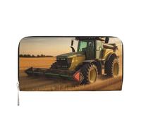 GDSHJKLW Womens Wallet Farm Tractor Harvest Zip Around Wallet Pu Leather Phone Clutch Purse Card Holder Organizer For Women Ladies, Black, One Size