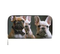GDSHJKLW Womens Wallet French Bulldog Puppies Zip Around Wallet Pu Leather Phone Clutch Purse Card Holder Organizer For Women Ladies, Black, One Size