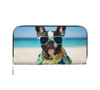 GDSHJKLW Womens Wallet French Bulldog Summer Zip Around Wallet Pu Leather Phone Clutch Purse Card Holder Organizer For Women Ladies, Black, One Size