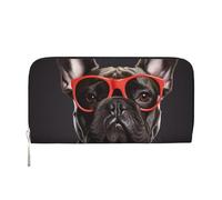 GDSHJKLW Womens Wallet French Bulldog Zip Around Wallet Pu Leather Phone Clutch Purse Card Holder Organizer For Women Ladies, Black, One Size