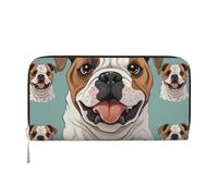 GDSHJKLW Womens Wallet Funny English Bulldog Zip Around Wallet Pu Leather Phone Clutch Purse Card Holder Organizer For Women Ladies, Black, One Size