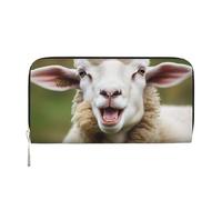 GDSHJKLW Womens Wallet Funny Naughty Sheep Tongue Cute Animal Zip Around Wallet Pu Leather Phone Clutch Purse Card Holder Organizer For Women Ladies, Black, One Size