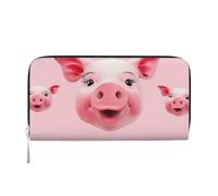 GDSHJKLW Womens Wallet Funny Pink Pig Face Zip Around Wallet Pu Leather Phone Clutch Purse Card Holder Organizer For Women Ladies, Black, One Size