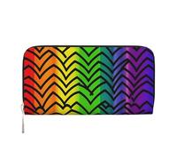 GDSHJKLW Womens Wallet Gay Pride Rainbow Pattern Zip Around Wallet Pu Leather Phone Clutch Purse Card Holder Organizer For Women Ladies, Black, One Size
