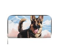 GDSHJKLW Womens Wallet German Shepherd Dog Lovers Zip Around Wallet Pu Leather Phone Clutch Purse Card Holder Organizer For Women Ladies, Black, One Size