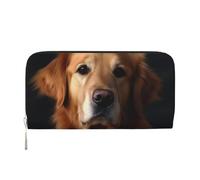 GDSHJKLW Womens Wallet Golden Retriever Zip Around Wallet Pu Leather Phone Clutch Purse Card Holder Organizer For Women Ladies, Black, One Size