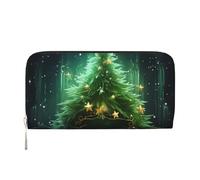 GDSHJKLW Womens Wallet Green Christmas Tree Zip Around Wallet Pu Leather Phone Clutch Purse Card Holder Organizer For Women Ladies, Black, One Size
