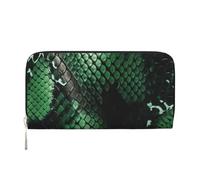 GDSHJKLW Womens Wallet Green Snakeskin Zip Around Wallet Pu Leather Phone Clutch Purse Card Holder Organizer For Women Ladies, Black, One Size