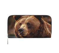 GDSHJKLW Womens Wallet Grizzly Bear Zip Around Wallet Pu Leather Phone Clutch Purse Card Holder Organizer For Women Ladies, Black, One Size