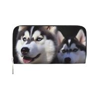 GDSHJKLW Womens Wallet Husky Dog Zip Around Wallet Pu Leather Phone Clutch Purse Card Holder Organizer For Women Ladies, Black, One Size