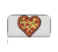 GDSHJKLW Womens Wallet I Love Pizza Heart Zip Around Wallet Pu Leather Phone Clutch Purse Card Holder Organizer For Women Ladies, Black, One Size