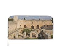 GDSHJKLW Womens Wallet Israel At The Tower Of David Zip Around Wallet Pu Leather Phone Clutch Purse Card Holder Organizer For Women Ladies, Black, One Size
