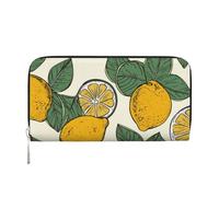 GDSHJKLW Womens Wallet Lemon Fruit Pattern Zip Around Wallet Pu Leather Phone Clutch Purse Card Holder Organizer For Women Ladies, Black, One Size