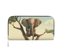 GDSHJKLW Womens Wallet Little Elephant On Tree Zip Around Wallet Pu Leather Phone Clutch Purse Card Holder Organizer For Women Ladies, Black, One Size