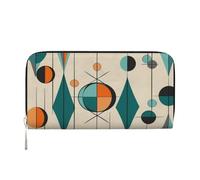 GDSHJKLW Womens Wallet Mid Century Geometric Zip Around Wallet Pu Leather Phone Clutch Purse Card Holder Organizer For Women Ladies, Black, One Size