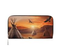 GDSHJKLW Womens Wallet Native American Tribes Zip Around Wallet Pu Leather Phone Clutch Purse Card Holder Organizer For Women Ladies, Black, One Size