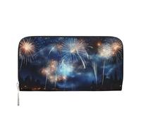 GDSHJKLW Womens Wallet New Year Pyrotechnics Zip Around Wallet Pu Leather Phone Clutch Purse Card Holder Organizer For Women Ladies, Black, One Size