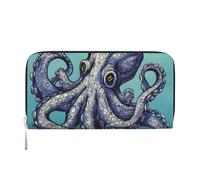 GDSHJKLW Womens Wallet Octopus Design Zip Around Wallet Pu Leather Phone Clutch Purse Card Holder Organizer For Women Ladies, Black, One Size