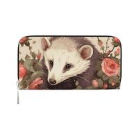 GDSHJKLW Womens Wallet Opossum And Roses Zip Around Wallet Pu Leather Phone Clutch Purse Card Holder Organizer For Women Ladies, Black, One Size