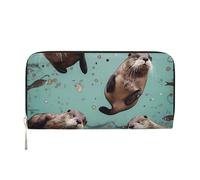 GDSHJKLW Womens Wallet Otters Zip Around Wallet Pu Leather Phone Clutch Purse Card Holder Organizer For Women Ladies, Black, One Size