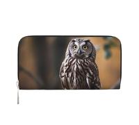 GDSHJKLW Womens Wallet Owl Standing On The Tree Zip Around Wallet Pu Leather Phone Clutch Purse Card Holder Organizer For Women Ladies, Black, One Size