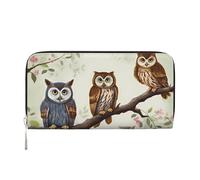 GDSHJKLW Womens Wallet Owls On A Branch Zip Around Wallet Pu Leather Phone Clutch Purse Card Holder Organizer For Women Ladies, Black, One Size
