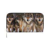 GDSHJKLW Womens Wallet Pack Of Wolves Zip Around Wallet Pu Leather Phone Clutch Purse Card Holder Organizer For Women Ladies, Black, One Size