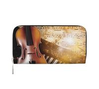 GDSHJKLW Womens Wallet Piano Violin Music Notes Zip Around Wallet Pu Leather Phone Clutch Purse Card Holder Organizer For Women Ladies, Black, One Size